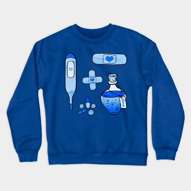 First Aid Kit Blue Crewneck Sweatshirt by Olooriel